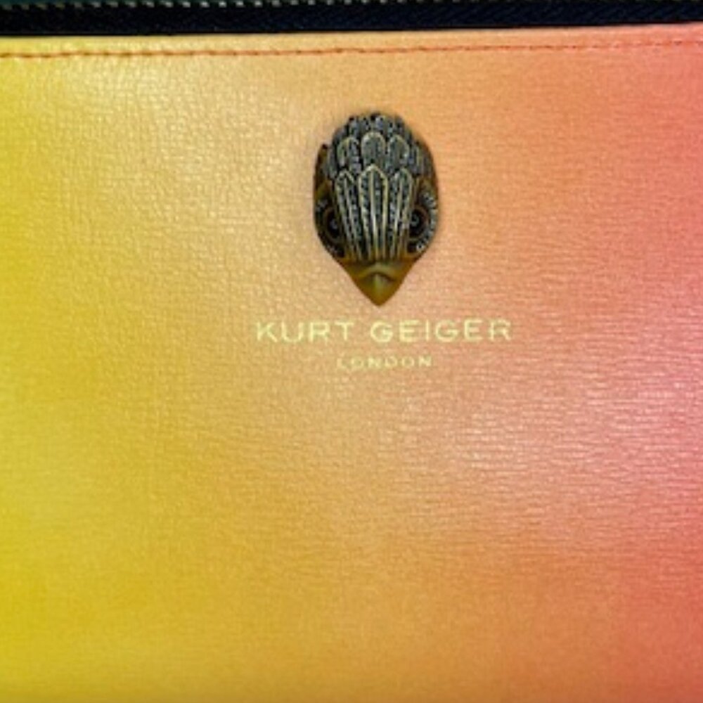 Kurt Geiger London Shoreditch long Zip Wallet Leather Yellow Orange Ombre NWOTs